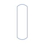 Illustration of a regular adhesive bandage strip measuring ¾”x 3” to 1 ¾” x 4”, ideal for minor cuts, scrapes, or burns.