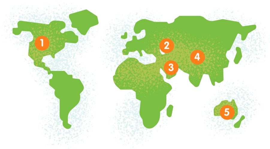 Dust-producing regions across the world