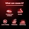 What can cause it? Contact lens irritation, smoke, lack of sleep, pollutants, and swimming