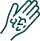 Icon of a hand with medical symbols indicating the need to see a doctor for wounds not healing properly.