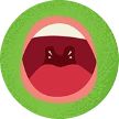 Illustration of an opened mouth on a green background