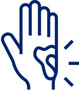 Illustration of an open hand with a glowing outline around a cut, indicating the need to see a doctor for certain types of wounds.