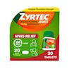 Product pack shot of ZYRTEC® Hives Relief Tabs