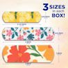 Measurements of the three different bandage sizes that come in each box