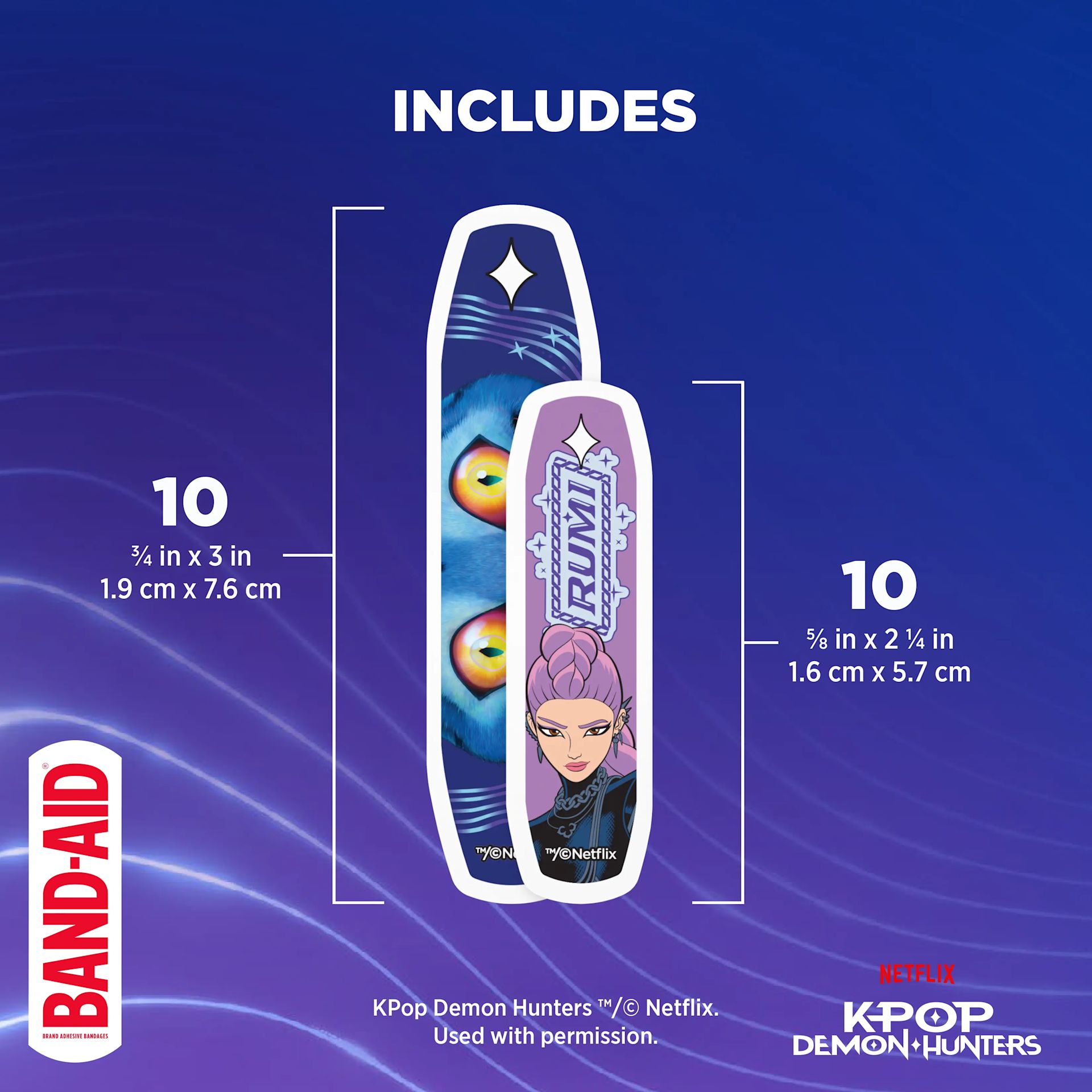 BAND-AID® KPop Demon Hunters Includes 2 different options of decorative sizes