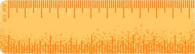A ruler measuring in millimeters and centimeters