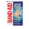 Box of BAND-AID Water Block Flex knuckle & fingertip bandages, 10 assorted sizes. Features 100% waterproof, fabric-like comfort, and ultra-flexible design. Blocks out water, dirt, and germs.