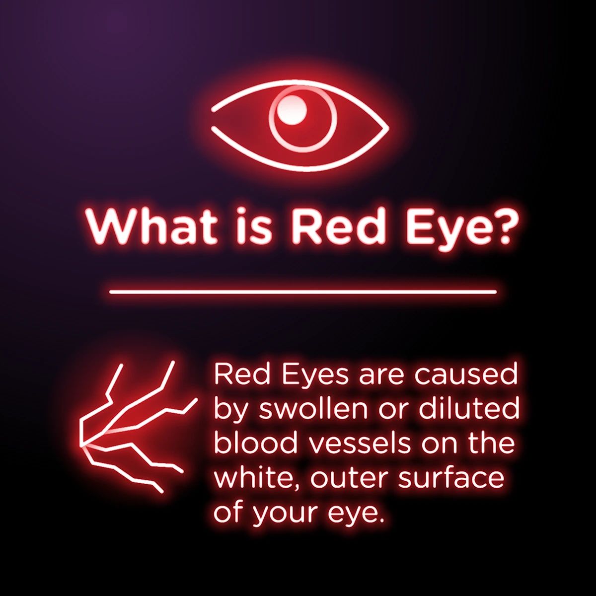 What is Red Eye? Red Eyes are caused by swollen or diluted blood vessels on the white, outer surface of your eye.