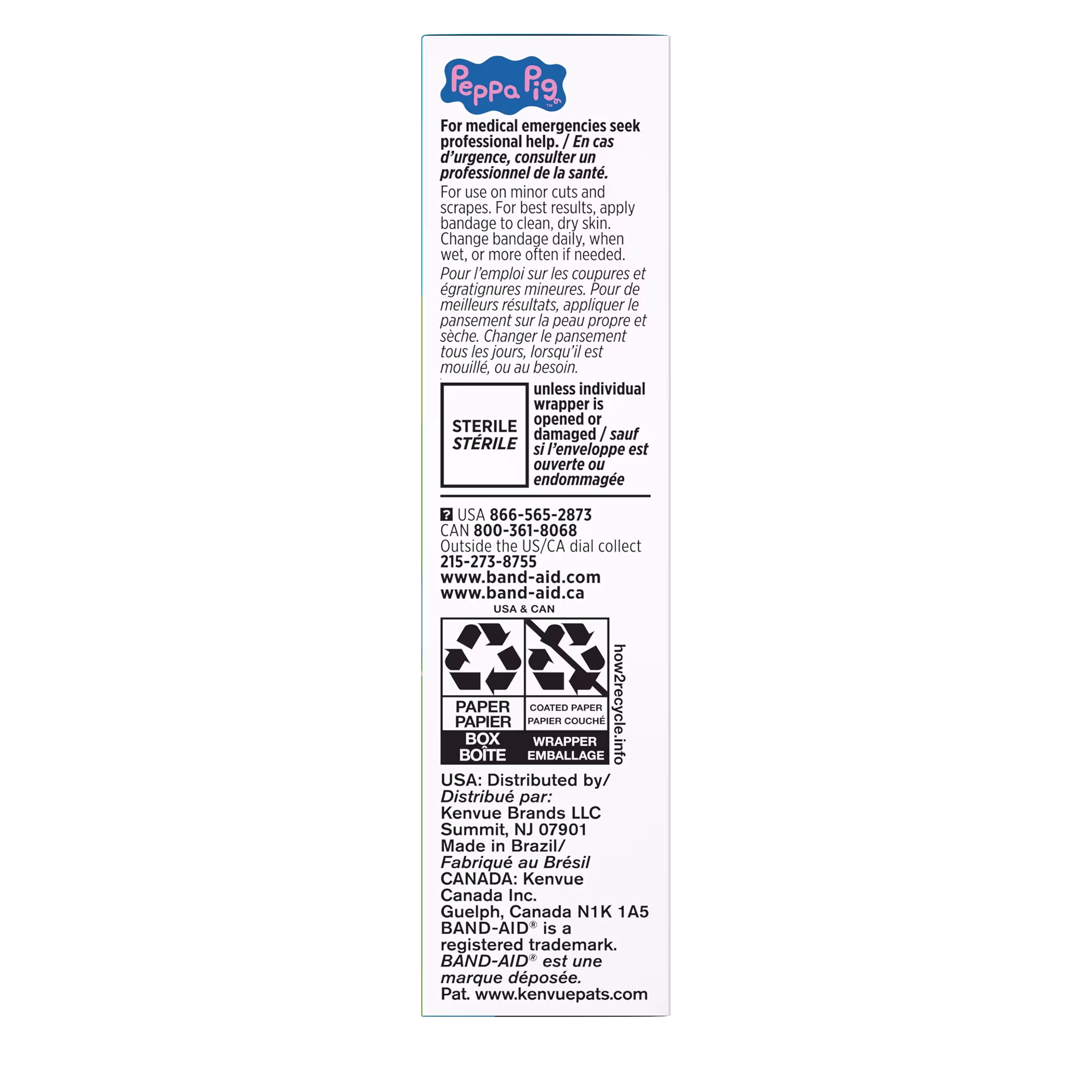 Side Pack shot of BAND-AID® Brand Adhesive Bandages featuring Peppa Pig 20ct