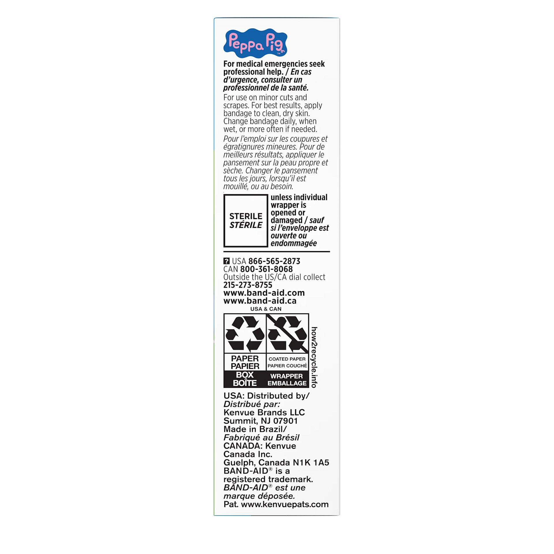 Side Pack shot of BAND-AID® Brand Adhesive Bandages featuring Peppa Pig 20ct