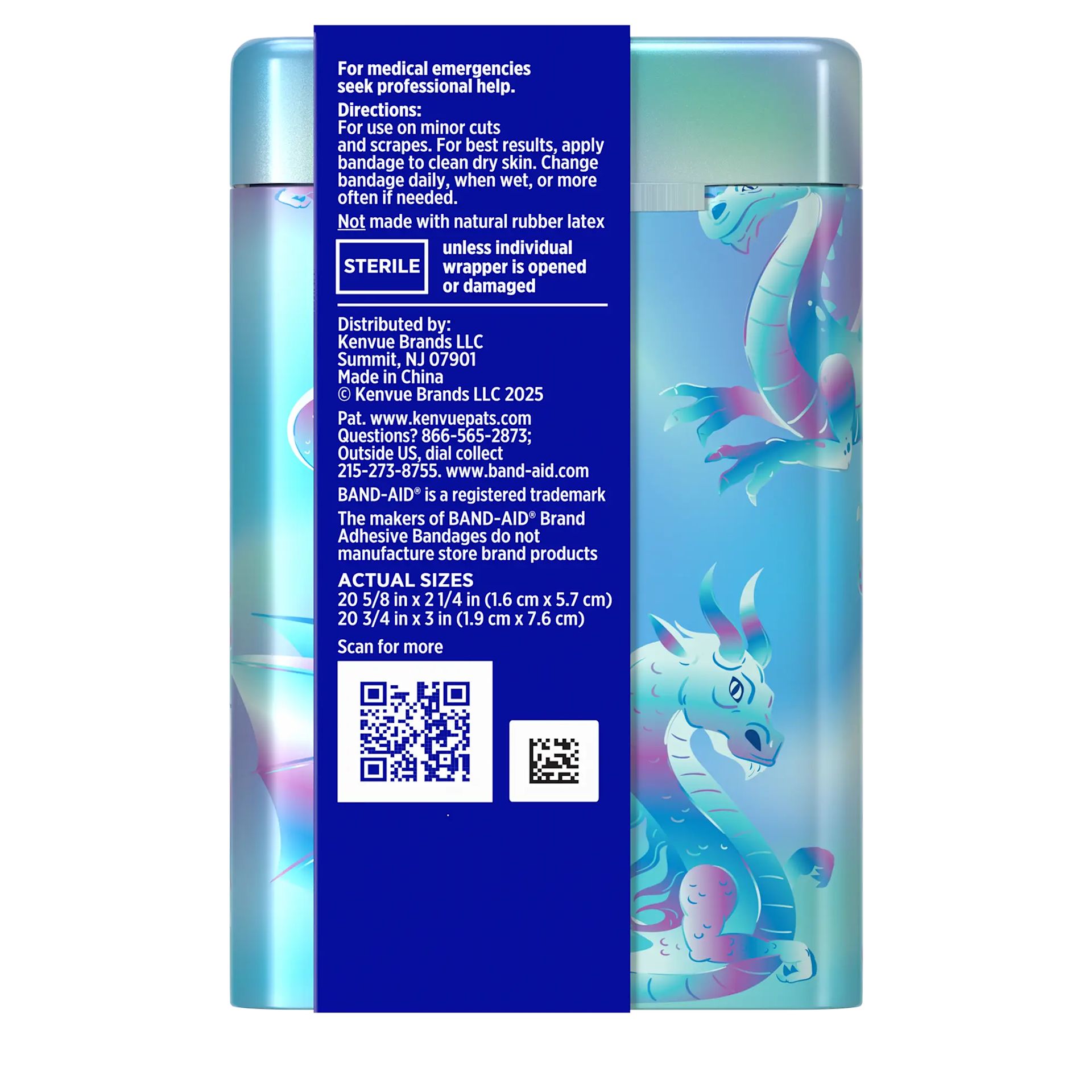 Back pack shot of BAND-AID® Brand Flexible Fabric Magic Shimmer Tin 40ct