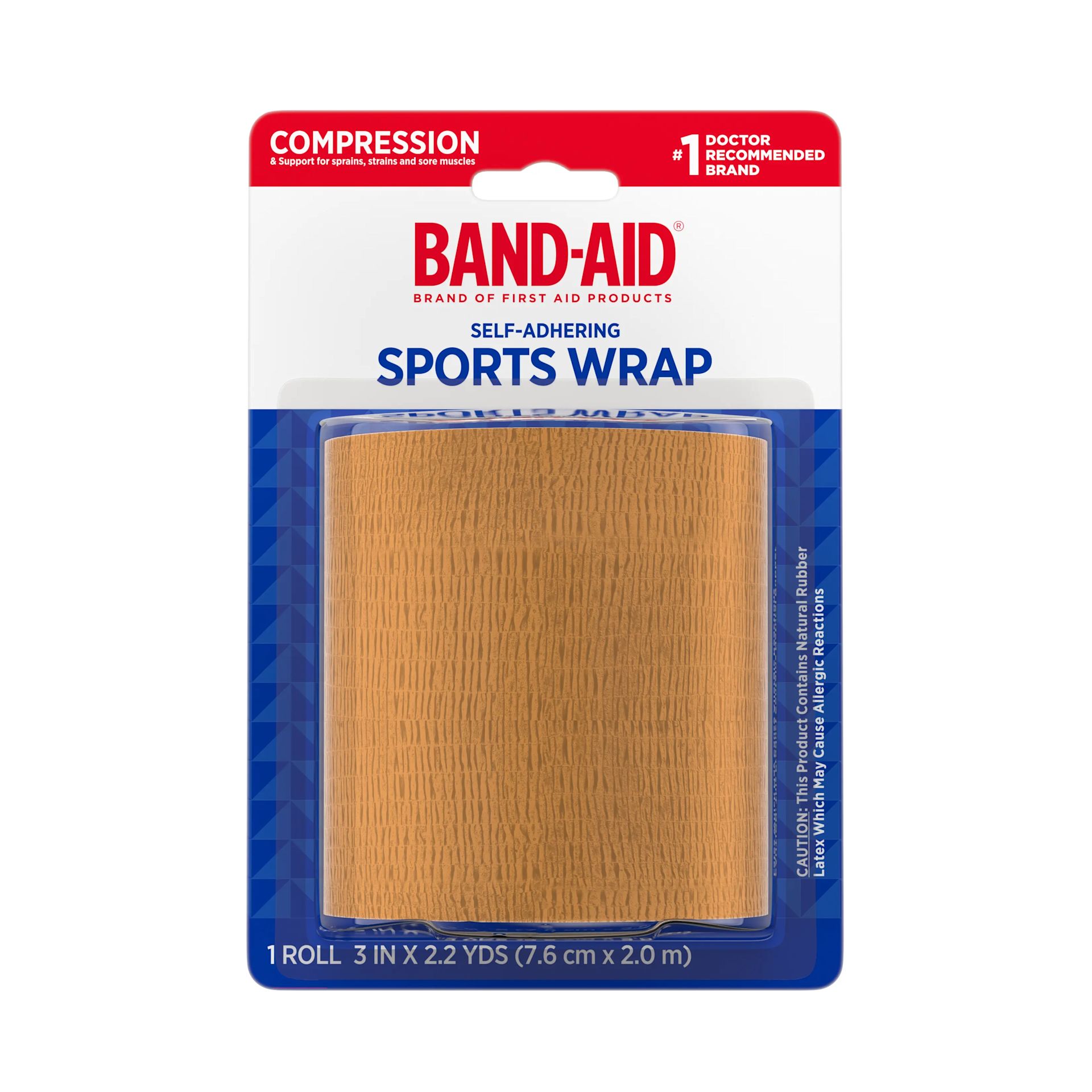 Front Pack of BAND-AID® Brand Self Adhering Sports Wrap 3 inches by 2.2 yards