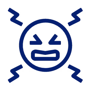 Icon depicting a pained face with zigzag lines around it, symbolizing pain.