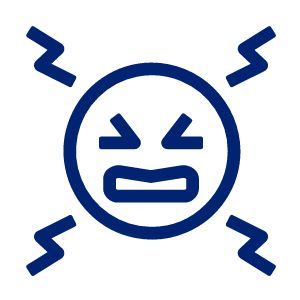 Icon depicting a pained face with zigzag lines around it, symbolizing pain.