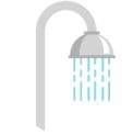 A shower head with the water on