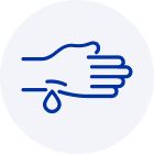 Icon of a hand with a droplet, indicating the need to stop bleeding