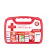Red Band-Aid Brand all-purpose first aid kit containing 160 pieces, including Band-Aid bandages, Neosporin, Tylenol, Bengay, and first aid essentials in a refillable case