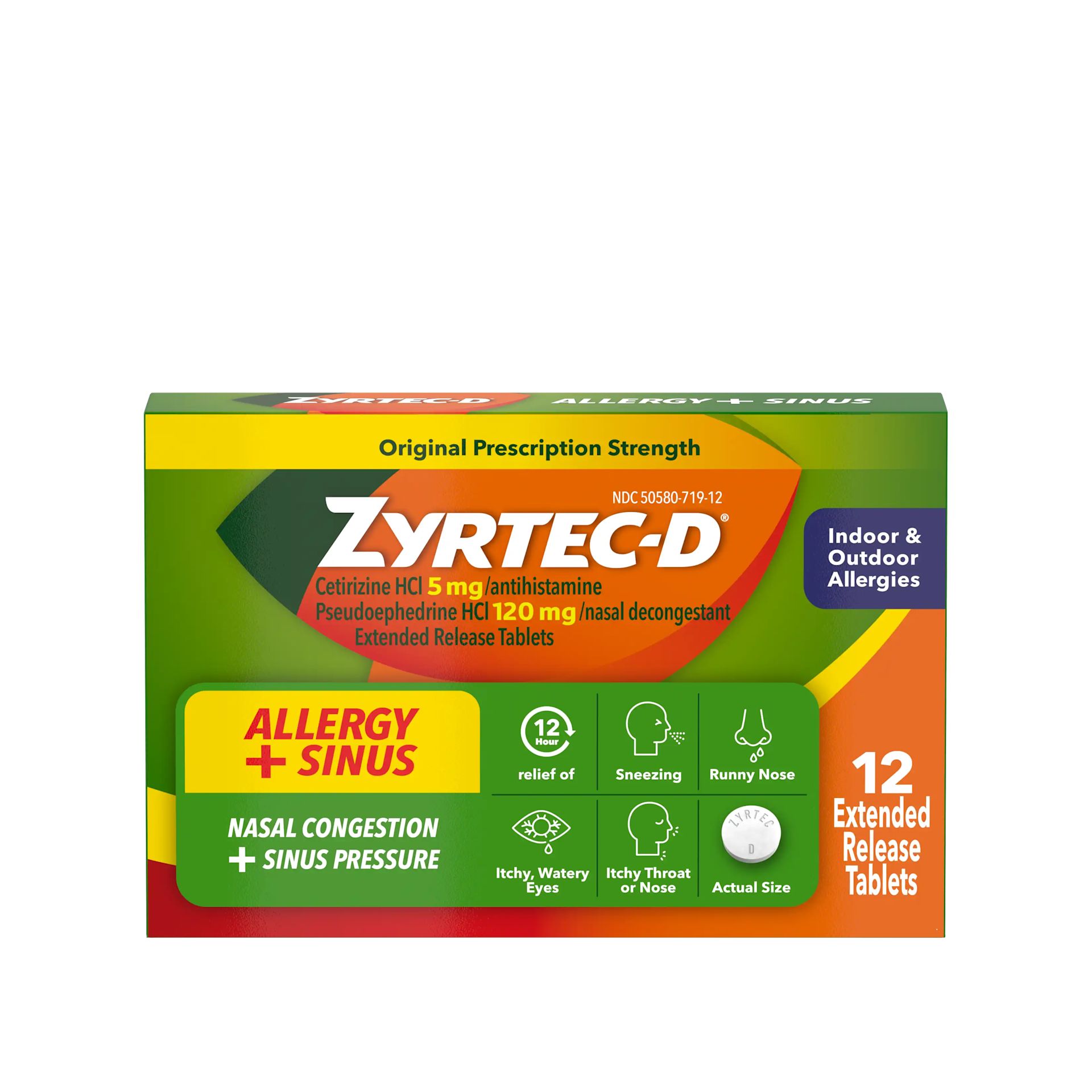 Allergy relief & nasal decongestant 12 count front pack image