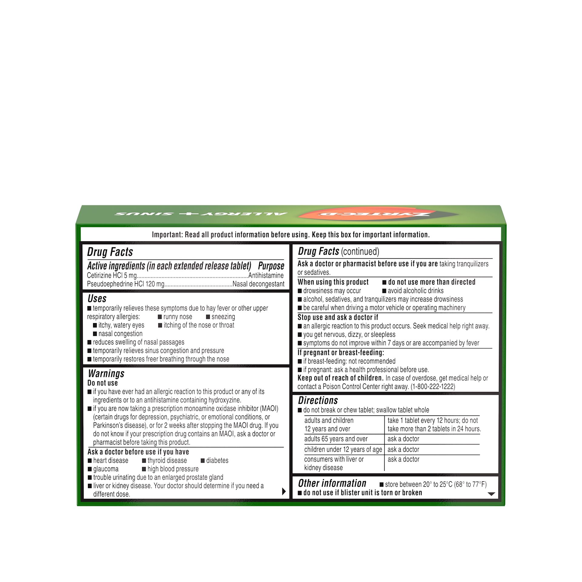 ZYRTEC-D®: Allergy relief & nasal decongestant back pack image