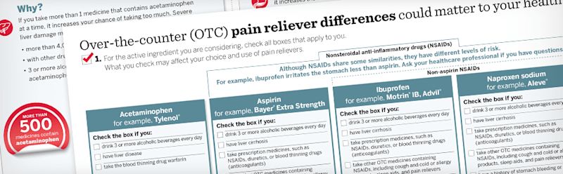 OTC pain reliever comparison checklist