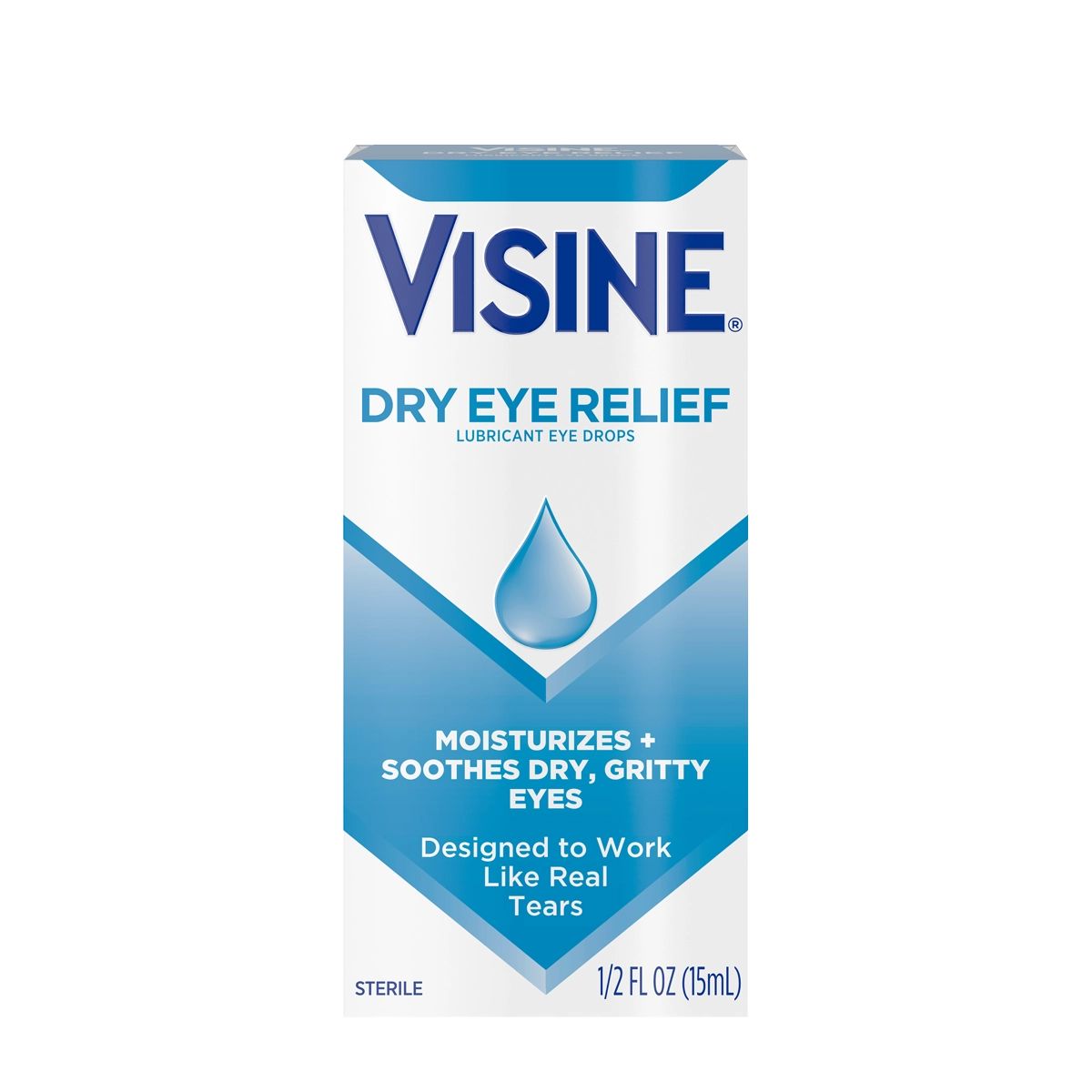 VISINE® Dry Eye Relief Lubricant Eye Drops, Moisturizing Eye Drops for Irritated Eyes 1/2 Fl. Oz package front