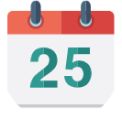 Calendar flipped to the 25th of the month