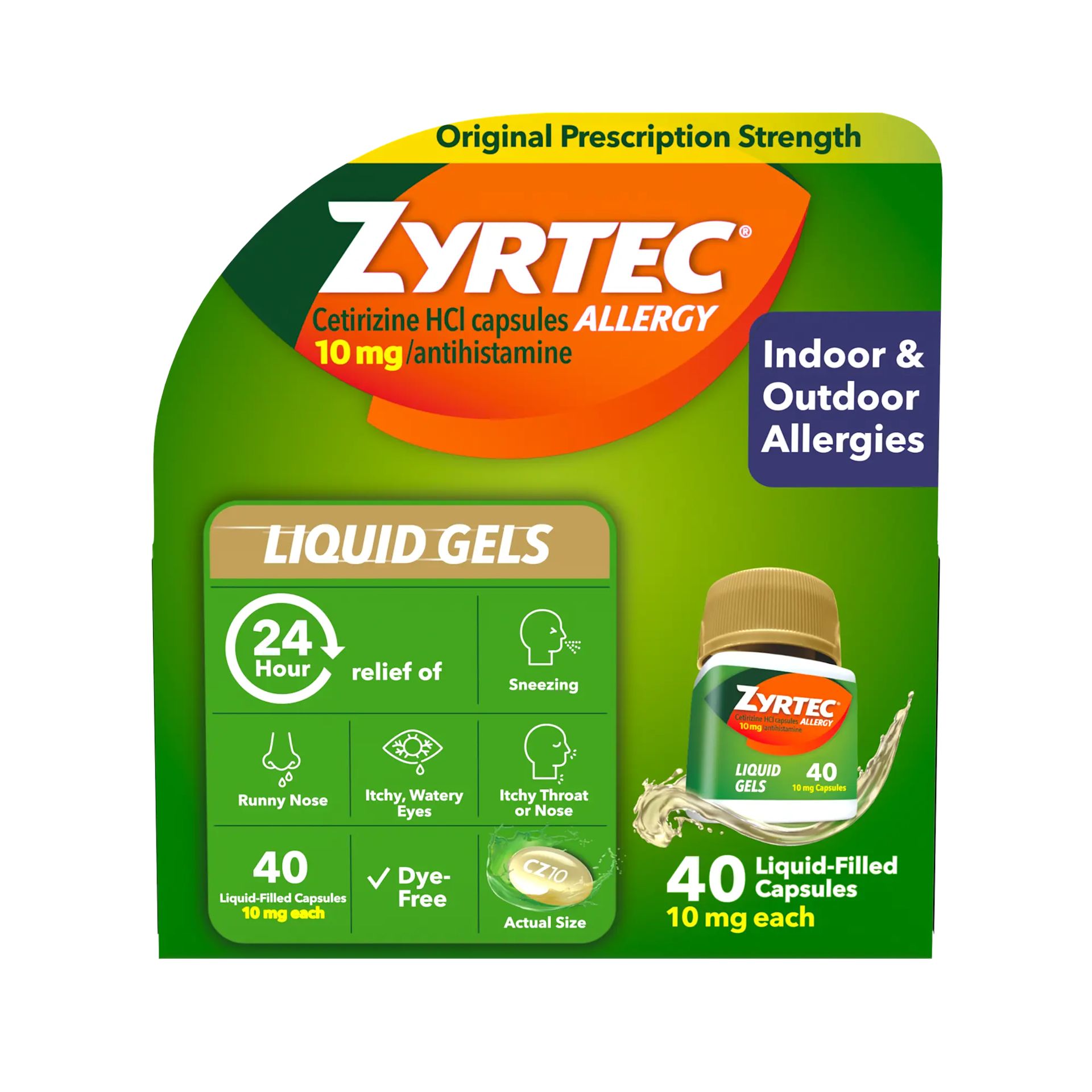 ZYRTEC® Allergy Relief Liquid Gels Front of the pack