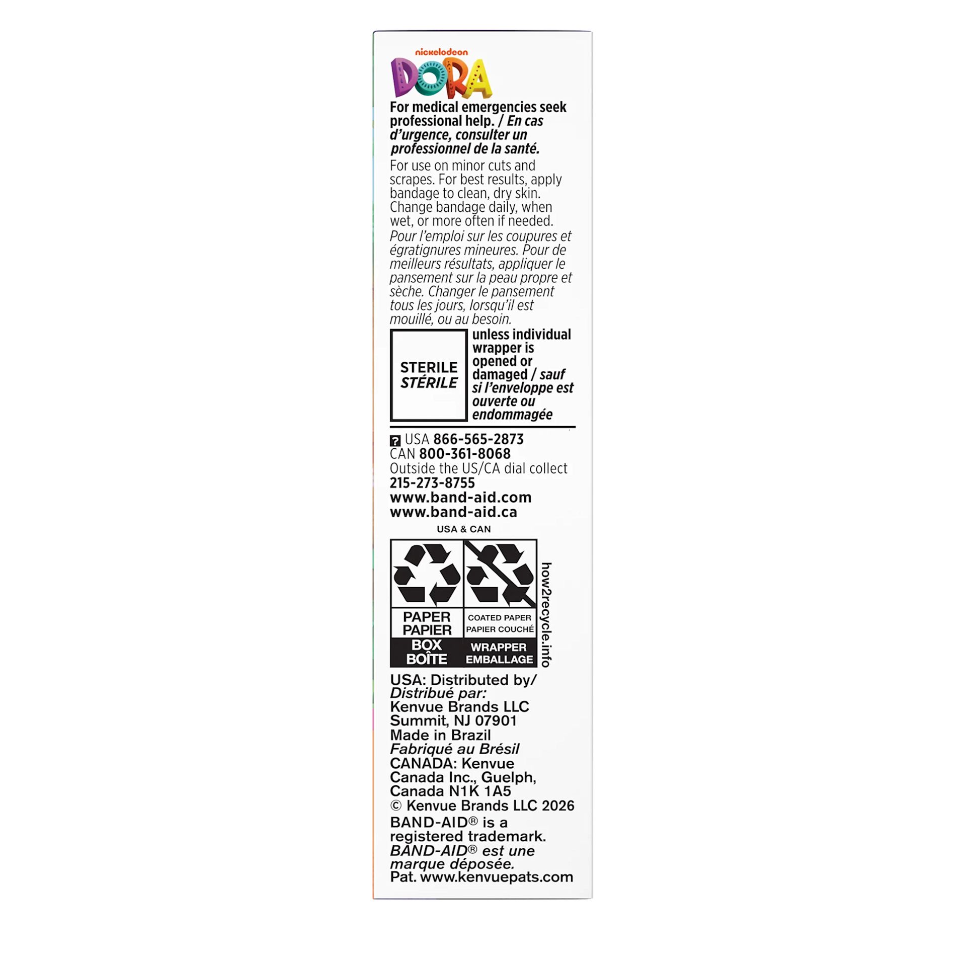 Side Pack shot of BAND-AID® Brand Bandages for Kids, Nickelodeon Dora 20ct