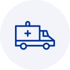 Icon of an ambulance indicating emergency care for signs of shock