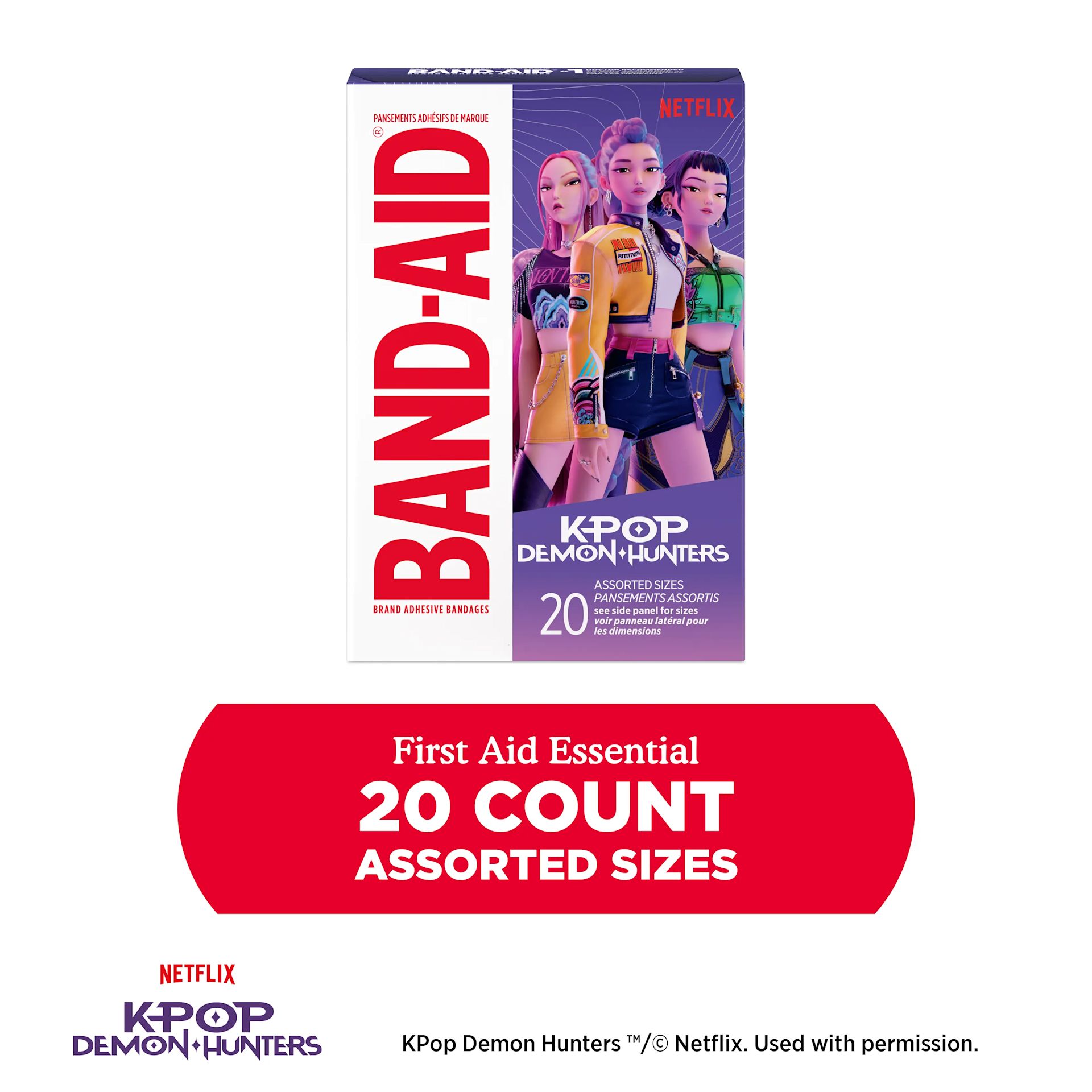 BAND-AID® KPop Demon Hunters First Aid Essential 20 Count Assorted Sizes