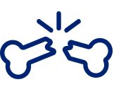 Icon of two broken bones indicating the need to consult a doctor for puncture wounds or deep injuries.
