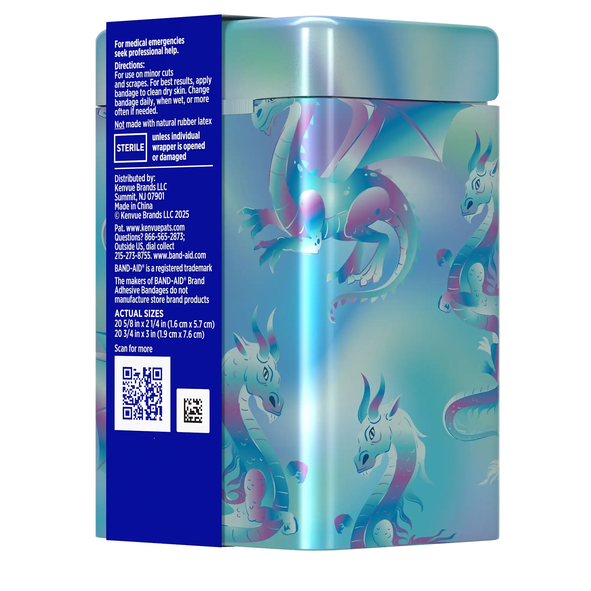 Side pack shot of BAND-AID® Brand Flexible Fabric Magic Shimmer Tin 40ct