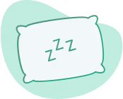 Illustration of a pillow with 'zzz' indicating sleep, highlighting the importance of sleep for healing after surgery.