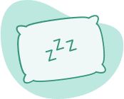 Illustration of a pillow with 'zzz' indicating sleep, highlighting the importance of sleep for healing after surgery.