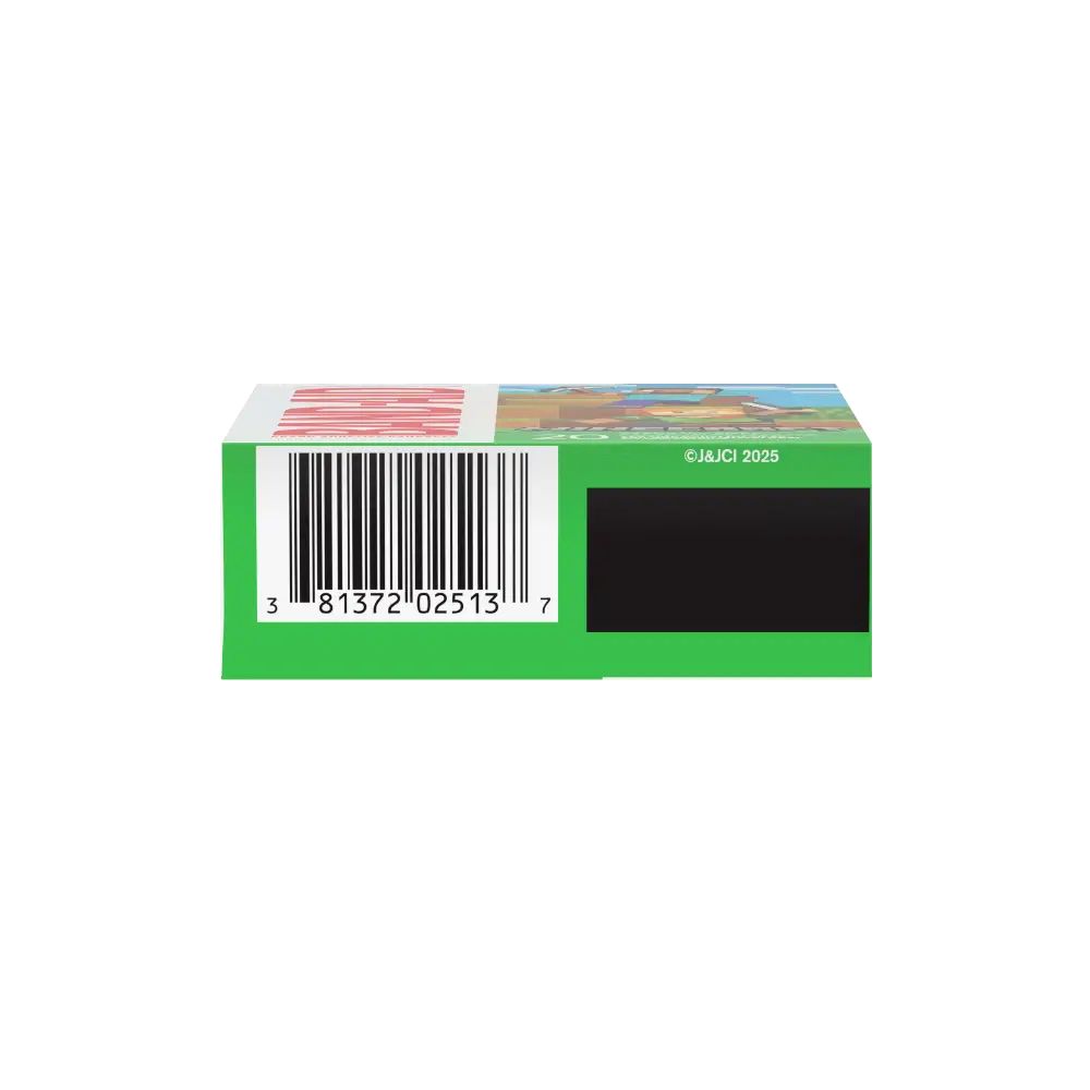 A close-up of a green box's rear, with a barcode, product details, and the copyright '©J&JCI 2025'.