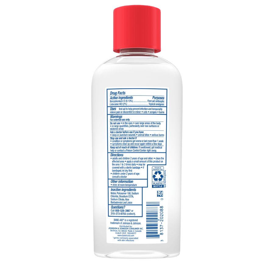 BAND-AID® Brand Antiseptic Cleansing Liquid bottle back