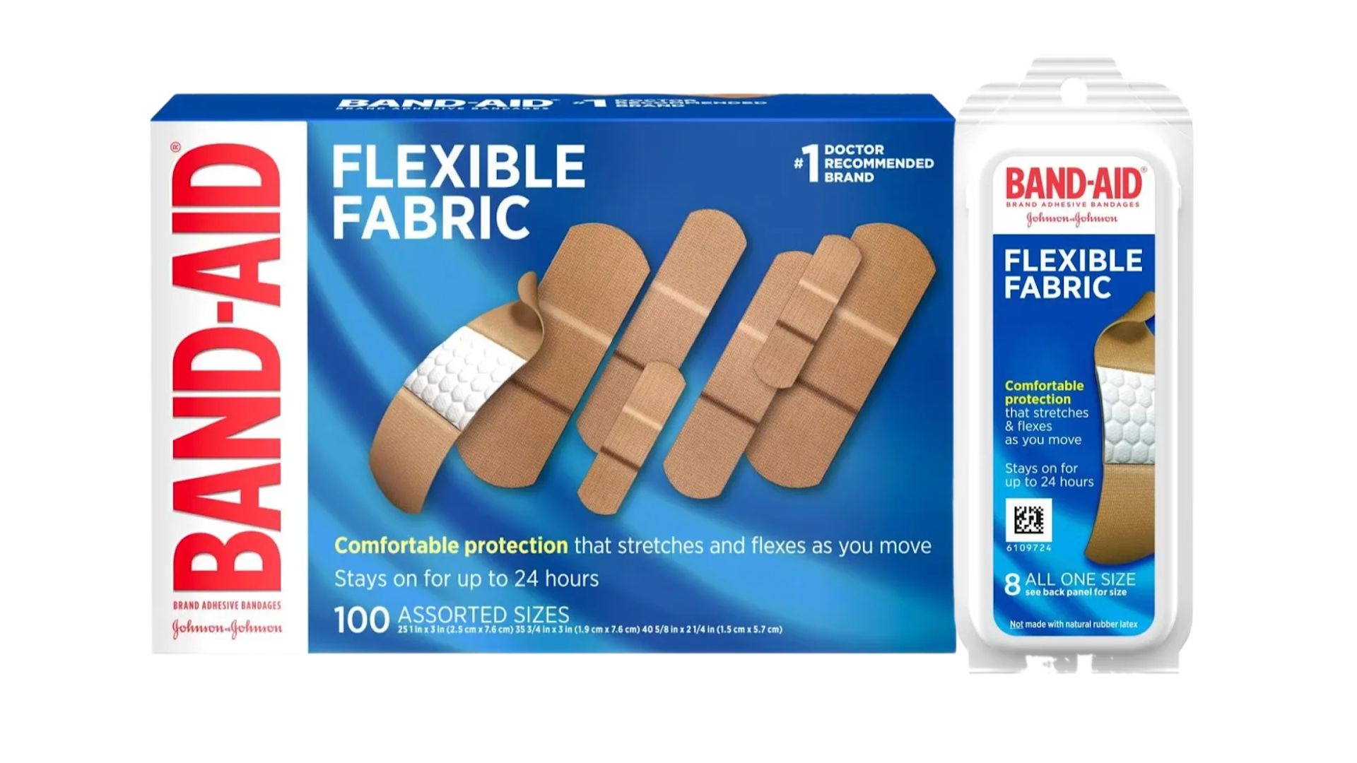 BAND-AID® Brand Flexible Fabric Bandages, Front of Pack