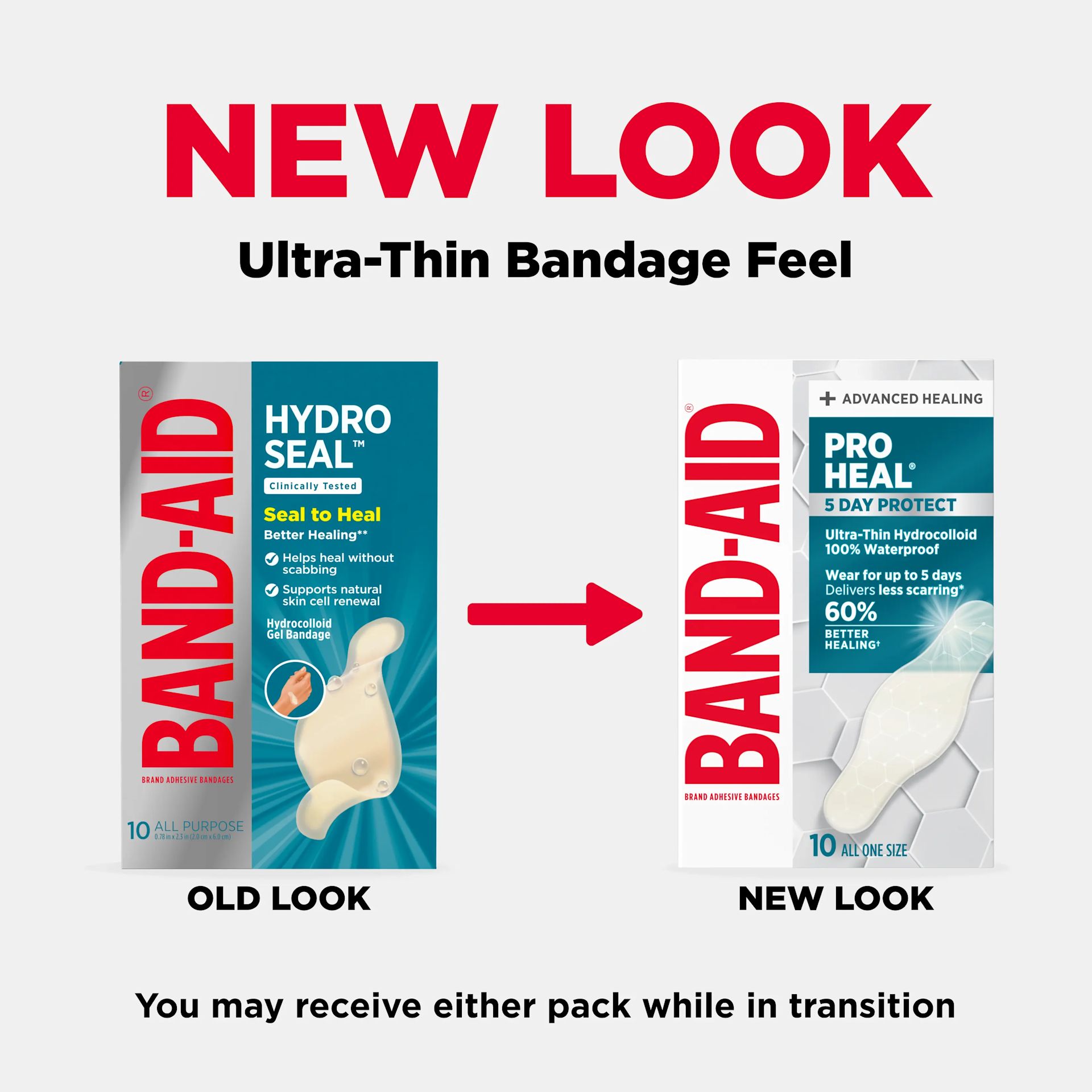 New Look BAND-AID® Brand PRO HEAL® Adhesive Bandages 5 Day Protect 10ct