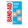 Front pack shot of BAND-AID® Brand Adhesive Bandages, Sheer Spot 50ct
