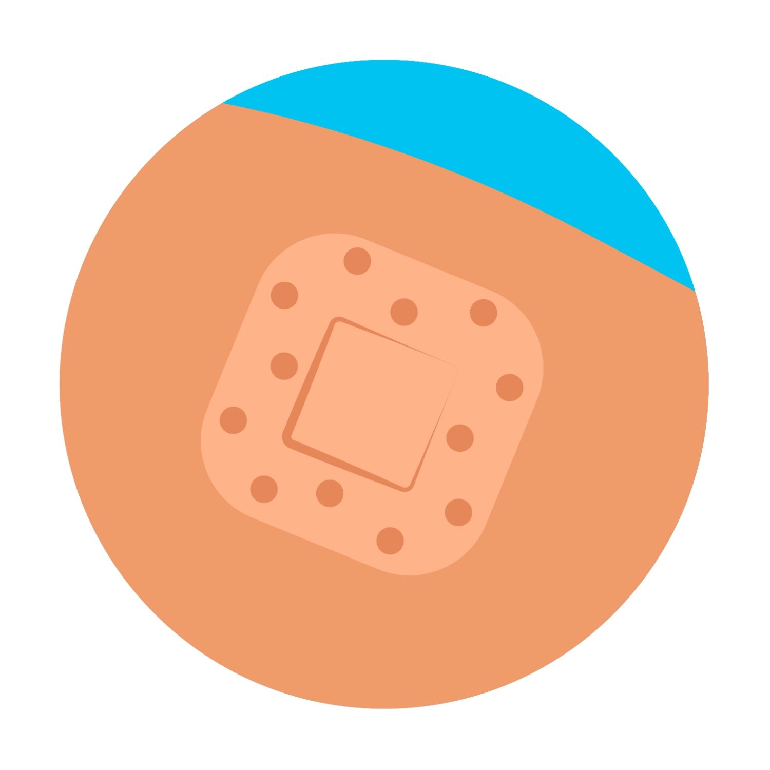 An illustration of an adhesive bandage on skin, demonstrating proper wound care to prevent infection.