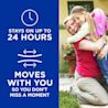 Stays on up to 24 hours and moves with you so you don’t miss a moment