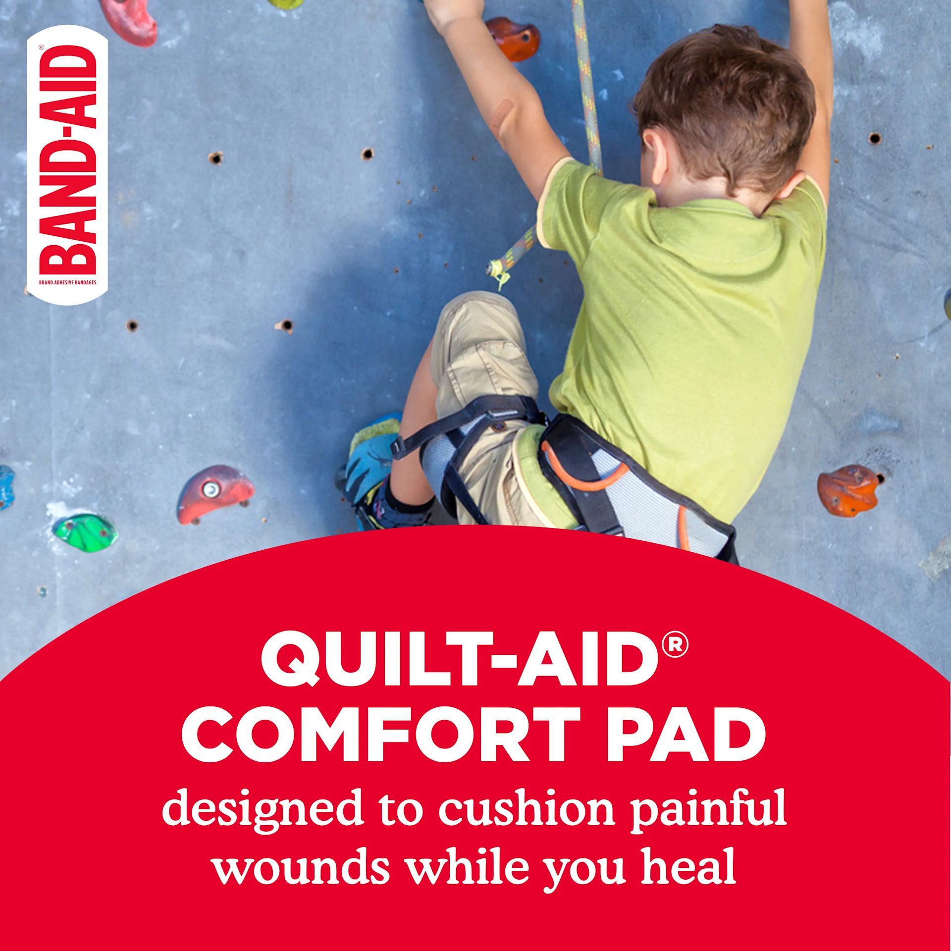 BAND-AID® Quilt-Aid® Comfort Pad. Designed to cushion painful wounds while you heal