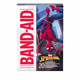 BAND-AID® Brand Adhesive Bandages featuring MARVEL Spiderman, 20ct Front of Pack