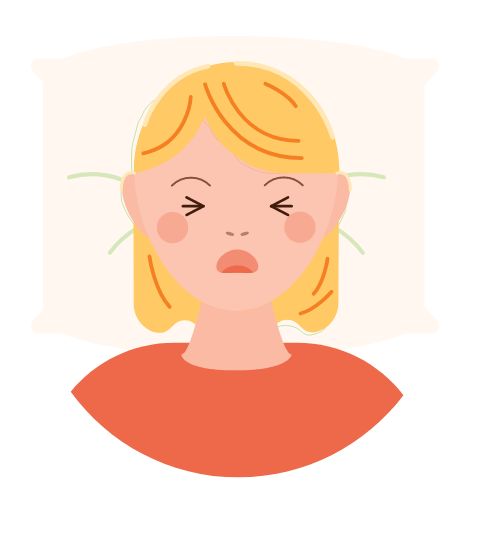 Woman with pain while laying down