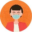 Person wearing a face covering