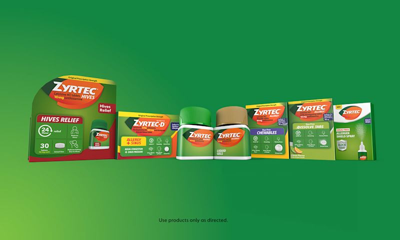 ZYRTEC® allergy products for adults featuring liquid gels and Zyrtec-D for allergy/sinus relief.