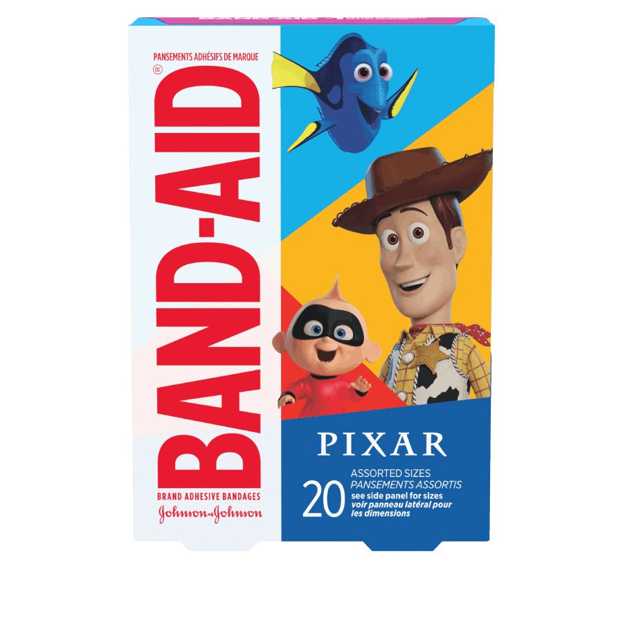 BAND-AID® Brand Adhesive Bandages featuring Disney and Pixar Mashup, 20ct Front of Pack