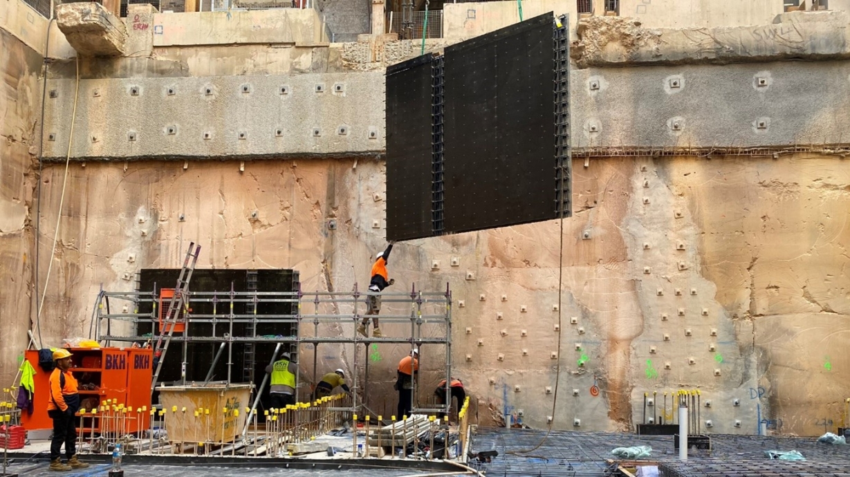 Wall craned into position