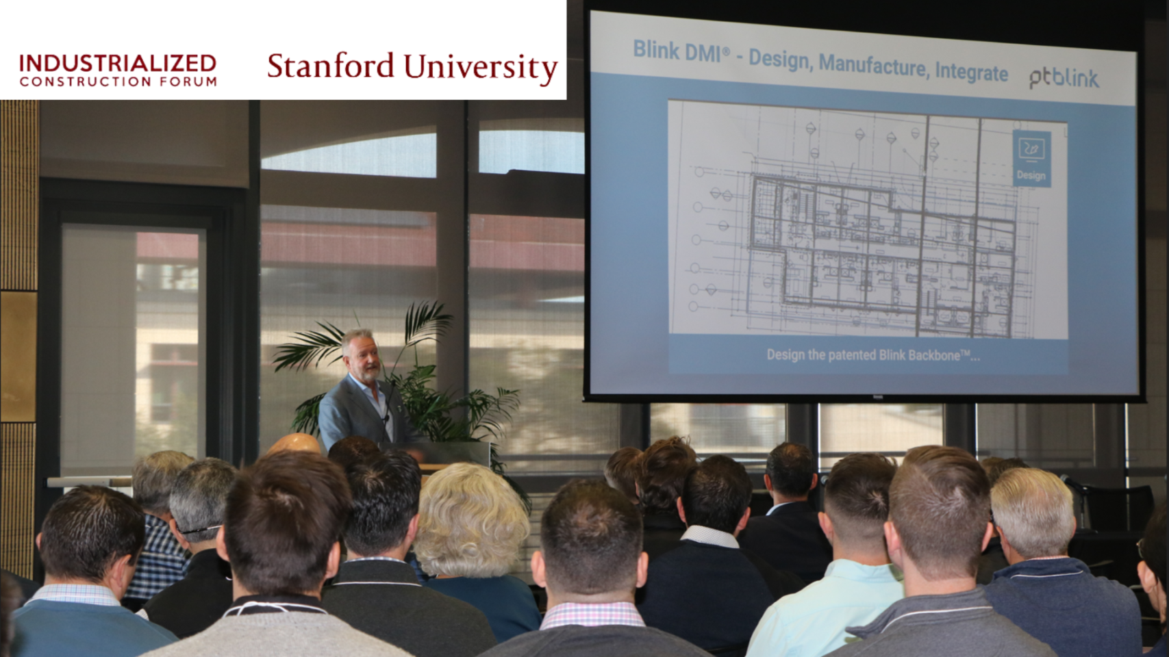 Murray Ellen presenting at the Stanford University Industrialized Construction Forum, February 2023.