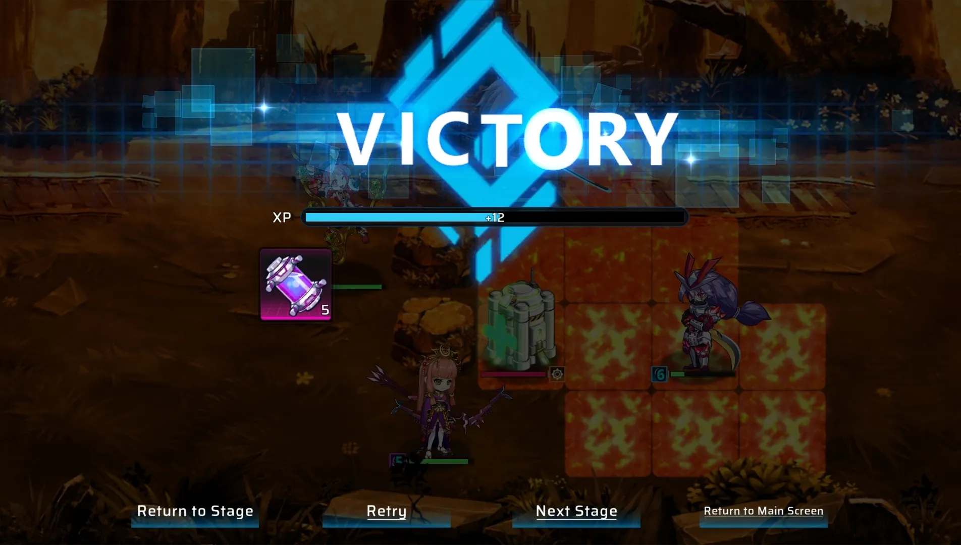 The picture shows the Victory poster of WonderHero after finishing a game. It displays the rewards that players receive for completing the round.